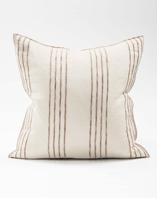 Rock Pool Cushion - Natural Linen with Organic Stripe 60x60