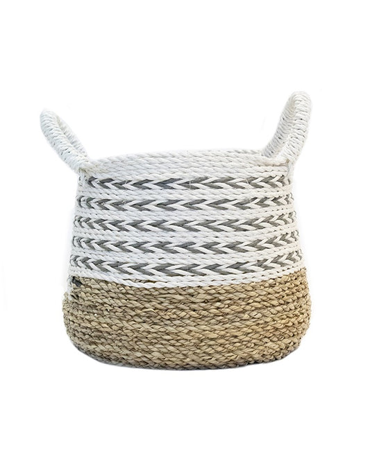 Seagrass Cone Basket - Grey/Nat/White