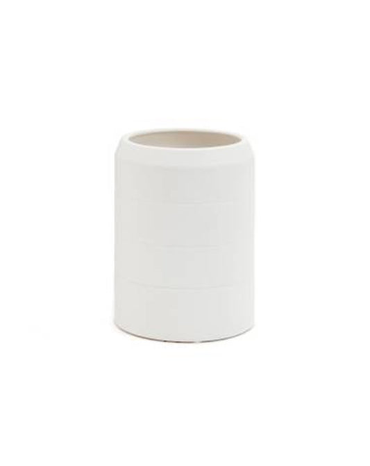Shelby Stripe Ceramic Vase White