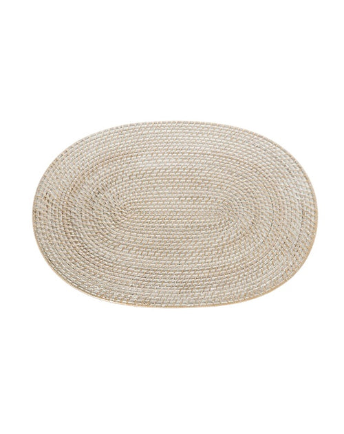 Whitewash Rattan Placemat - Oval