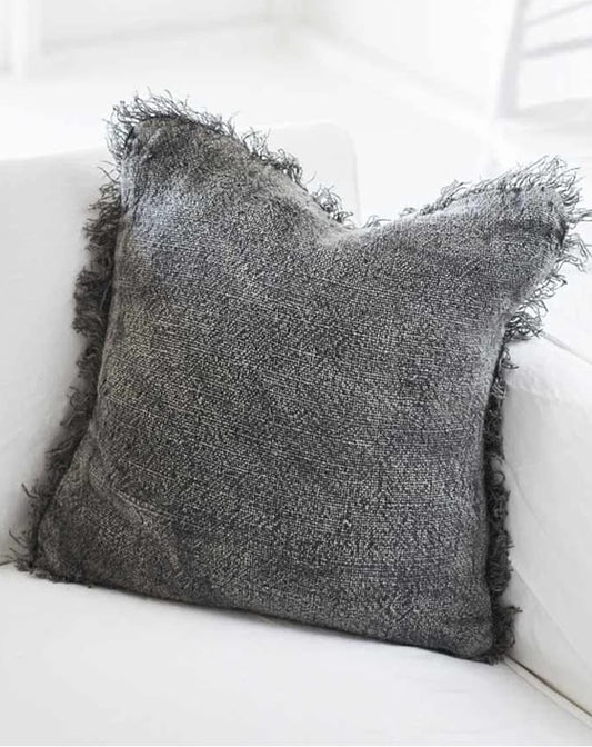 Bedouin Linen Cushion - Stone Wash Slate 50x50 - Republic Home - Homewares