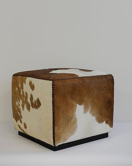 Cowhide cube ottoman - Republic Home - Furniture