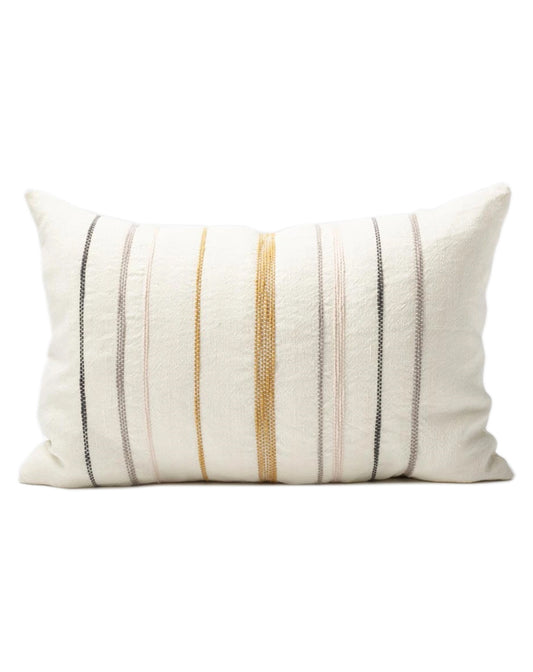 Moro Cushion  White/Multicolour Stitching 40x60 - Republic Home - Cushion
