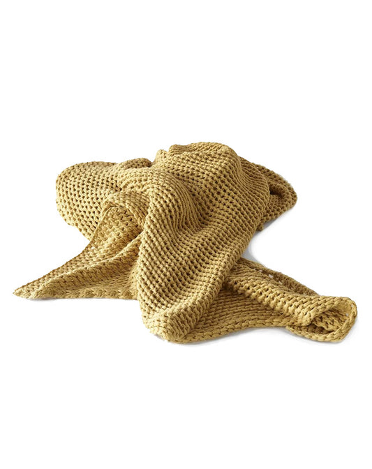 Abrazo Knitted Throw Spun Gold 220x140 - Republic Home - Homewares