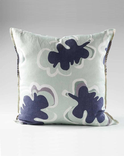 Gidget Linen Cushion - Sea Mist / Navy 50x50 - Cushion - Republic Home