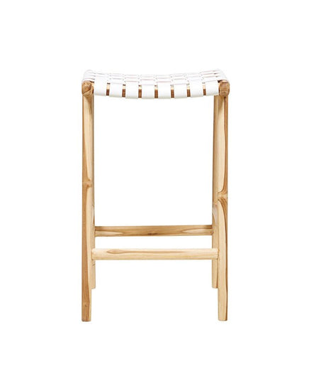 Jerry Counter Stool Strap Leather - White - Furniture - Republic Home