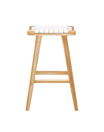 Jerry Counter Stool Strap Leather - White - Furniture - Republic Home
