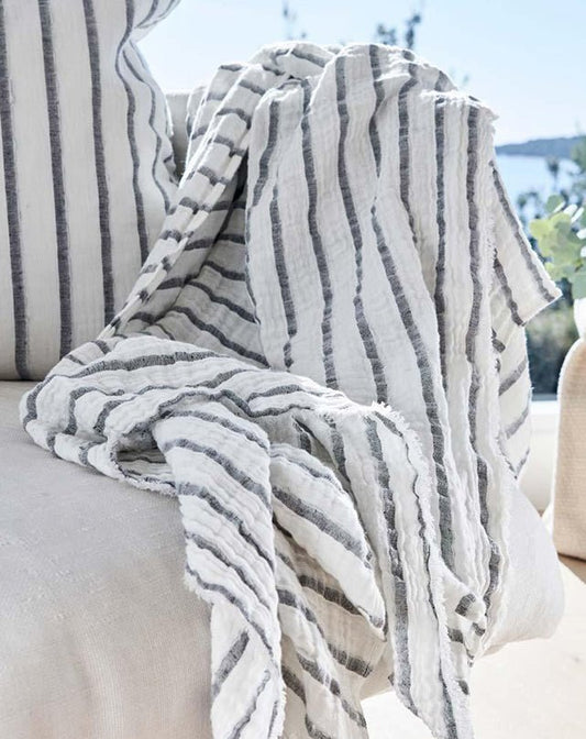 Sea Spray Throw - White /Navy Stripe 200x150 - Homewares - Republic Home