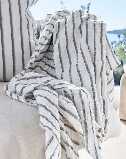Sea Spray Throw - White /Navy Stripe 200x150 - Homewares - Republic Home