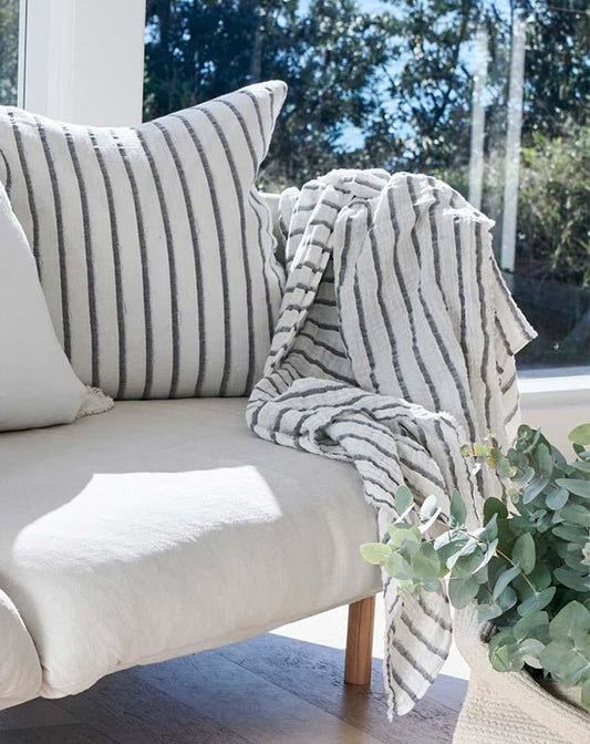 Sea Spray Throw - White /Navy Stripe 200x150 - Homewares - Republic Home