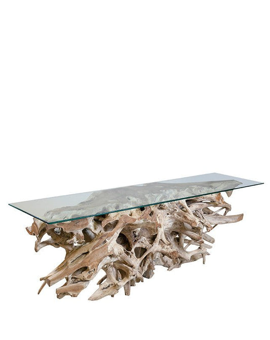 Teak Root Console w/Glass - Furniture - Republic Home